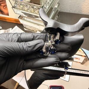 Elegant Blue and Silver Drop Earrings